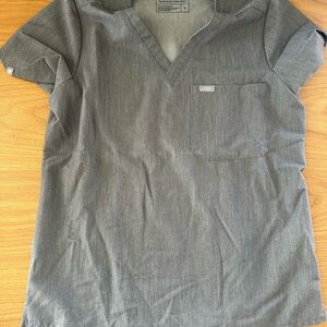 Figs Women Gray V-Neck Shirt
